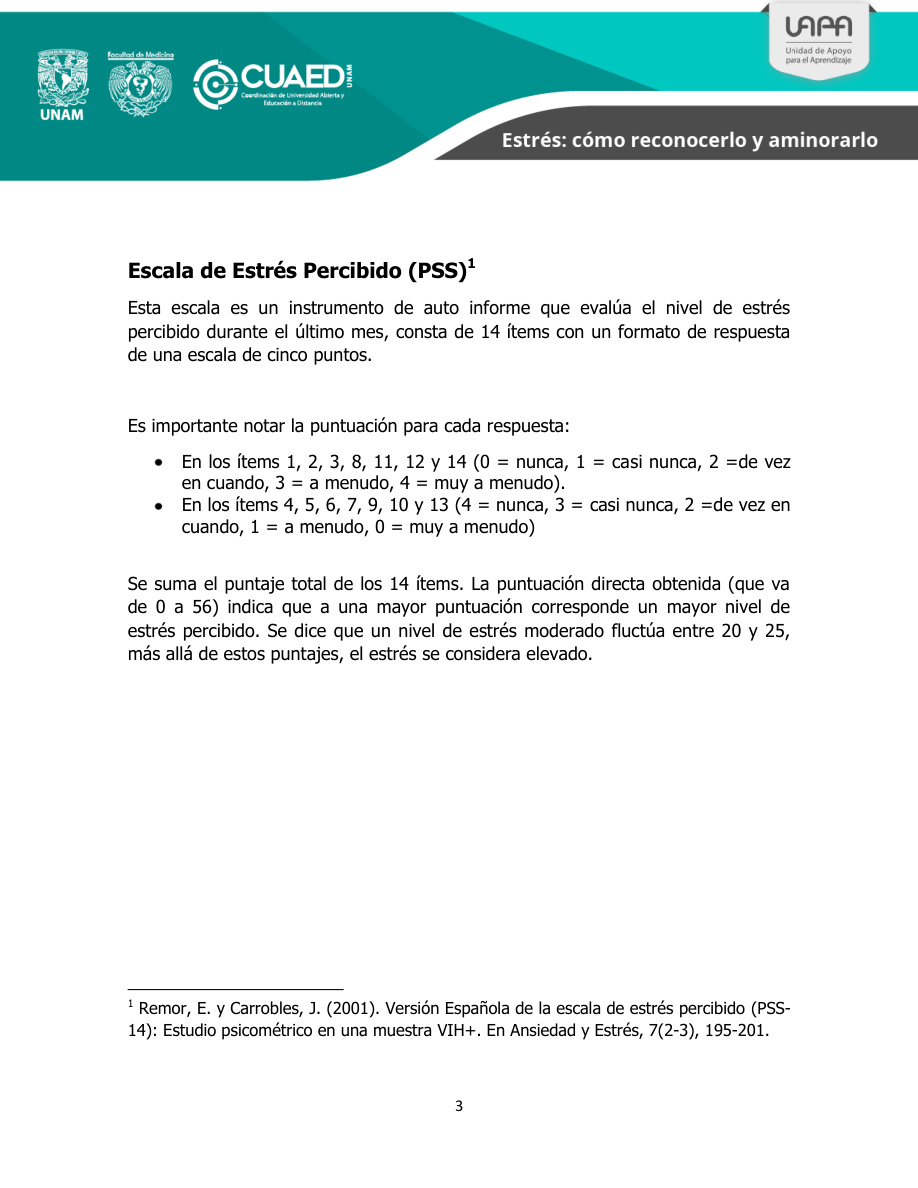 Escala de Estrés Percibido PSS-14 página 3