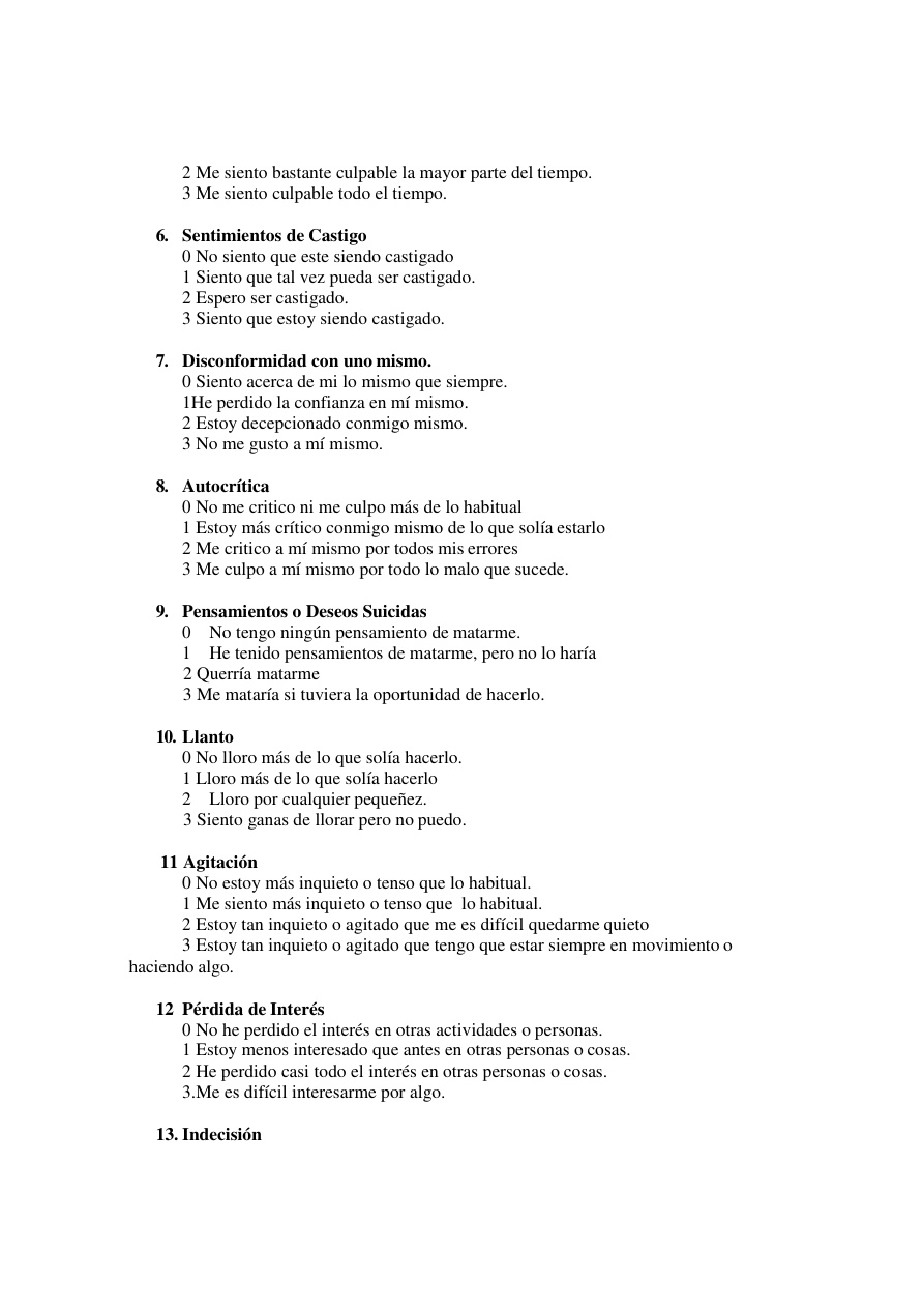 Páginas originales del Inventario BDI-2