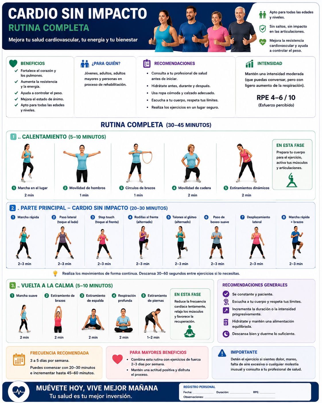 Cardio sin impacto: rutina completa